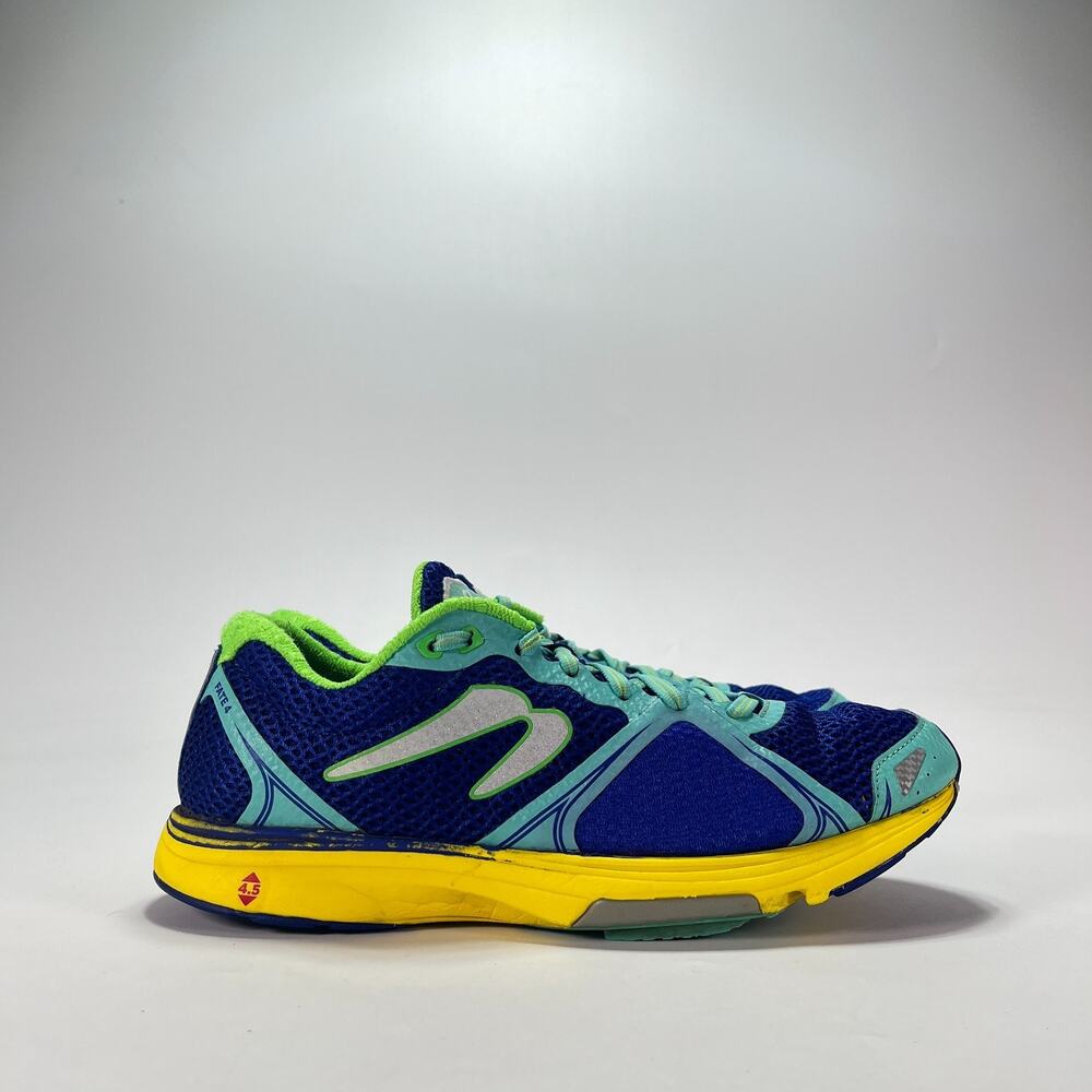 Newton Fate 4 Blue Green Yellow Athletic Road Running Shoes Women's Size 9.5